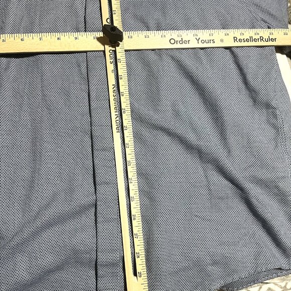 Vince Camuto Mens Shirt Long Sleeve Blue Gray Jacquard Weave Concealed Button XL - Picture 6 of 6
